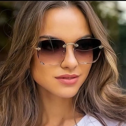 Rimless Sunglasses Women Luxury Brand