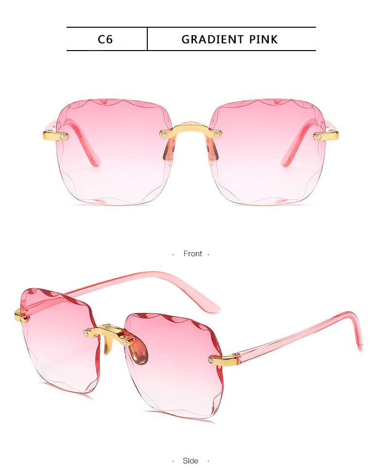 Rimless Sunglasses Women Luxury Brand