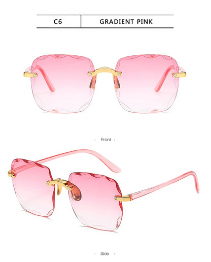 Rimless Sunglasses Women Luxury Brand