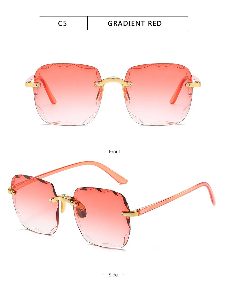 Rimless Sunglasses Women Luxury Brand