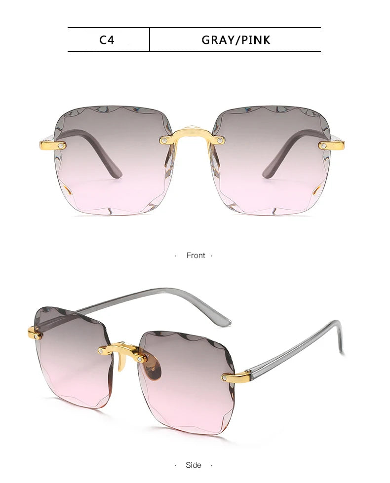 Rimless Sunglasses Women Luxury Brand