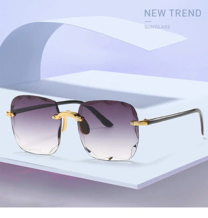 Rimless Sunglasses Women Luxury Brand