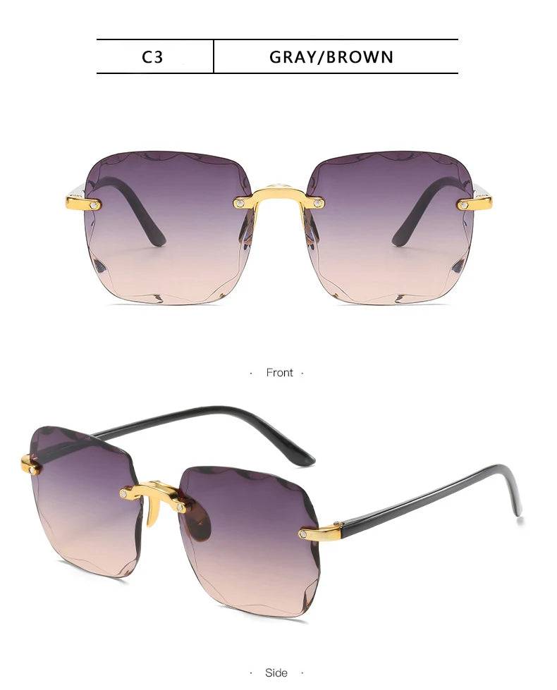 Rimless Sunglasses Women Luxury Brand
