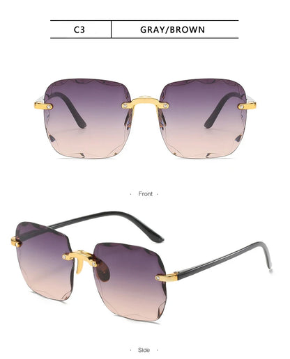 Rimless Sunglasses Women Luxury Brand