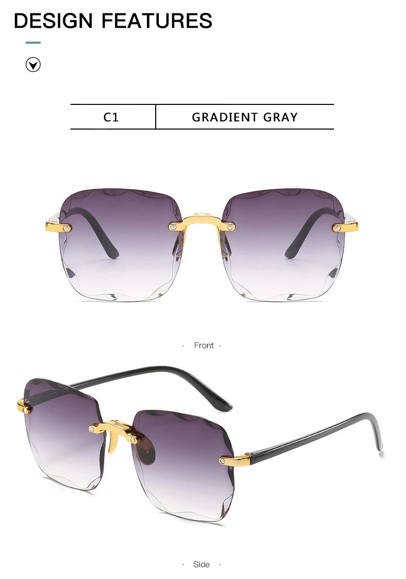 Rimless Sunglasses Women Luxury Brand