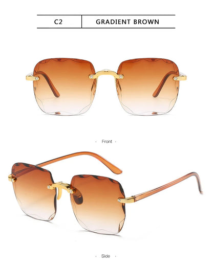 Rimless Sunglasses Women Luxury Brand