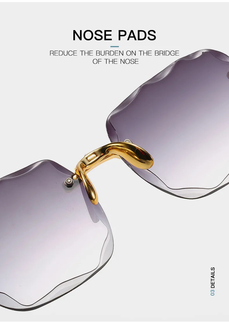 Rimless Sunglasses Women Luxury Brand