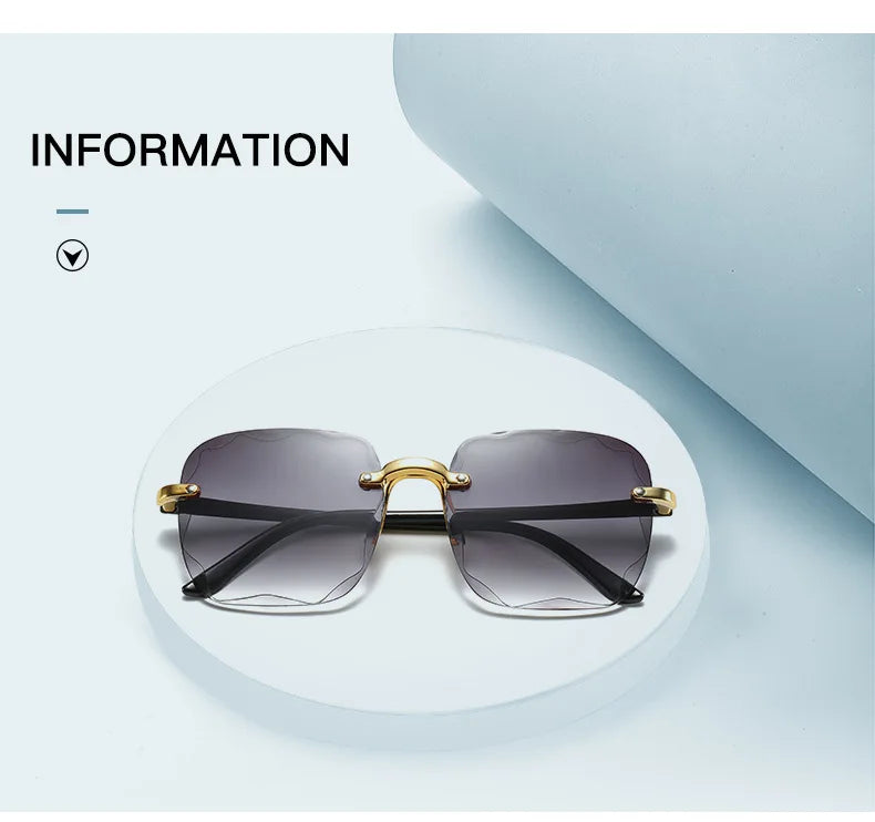 Rimless Sunglasses Women Luxury Brand