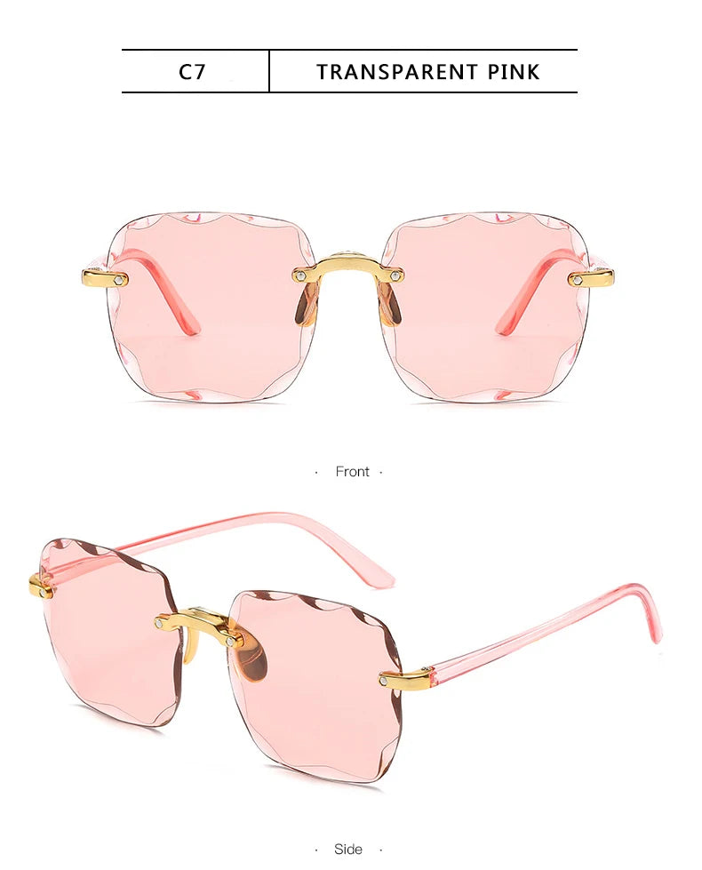 Rimless Sunglasses Women Luxury Brand