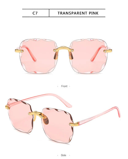 Rimless Sunglasses Women Luxury Brand