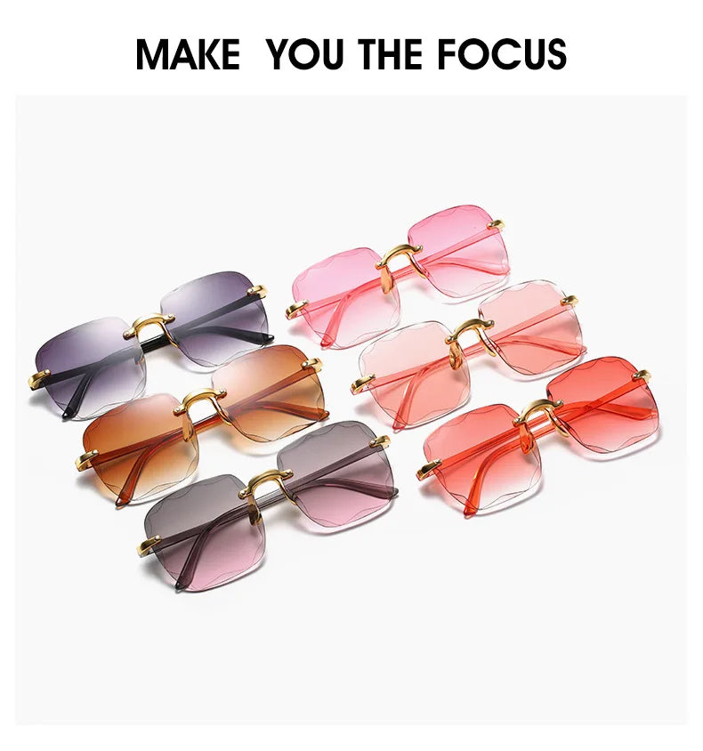 Rimless Sunglasses Women Luxury Brand