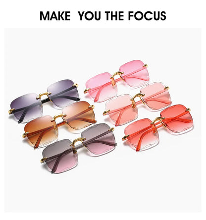 Rimless Sunglasses Women Luxury Brand