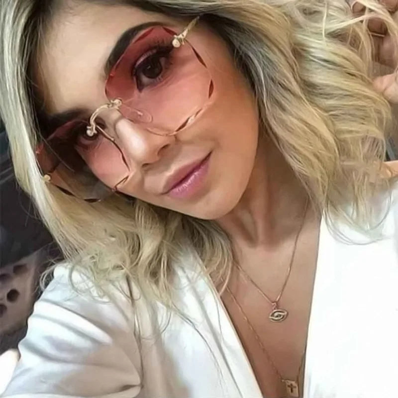 Rimless Sunglasses Women Luxury Brand