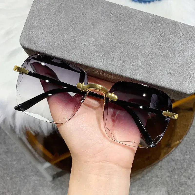 Rimless Sunglasses Women Luxury Brand