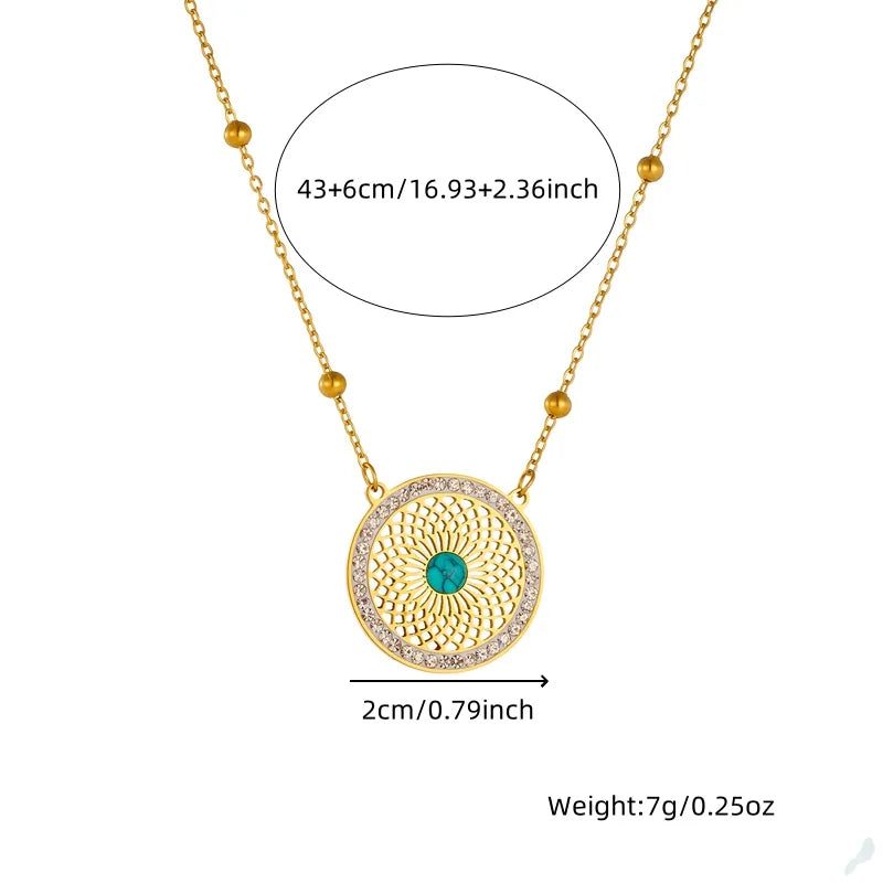 Tree of Life Turquoise Golden Necklace