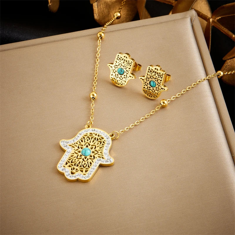 Tree of Life Turquoise Golden Necklace