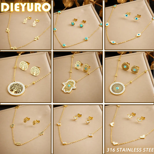 Tree of Life Turquoise Golden Necklace