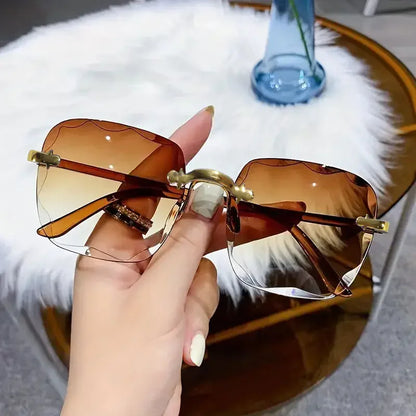 Rimless Sunglasses Women Luxury Brand