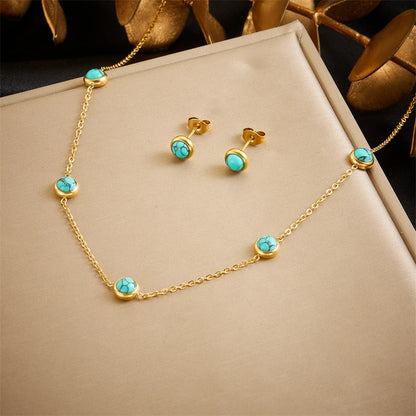 Tree of Life Turquoise Golden Necklace