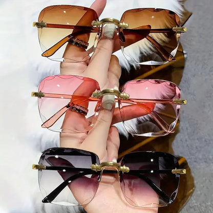 Rimless Sunglasses Women Luxury Brand