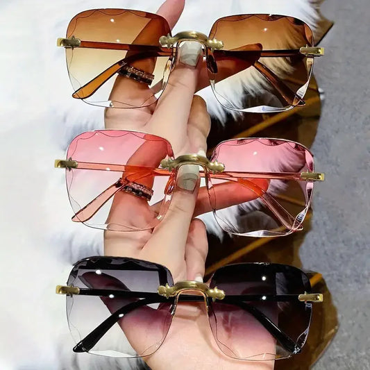 Rimless Sunglasses Women Luxury Brand